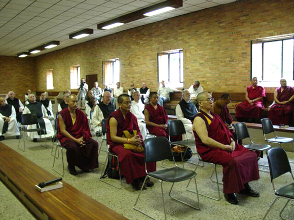 Buddhists seated in the Abbey of Gethsemane